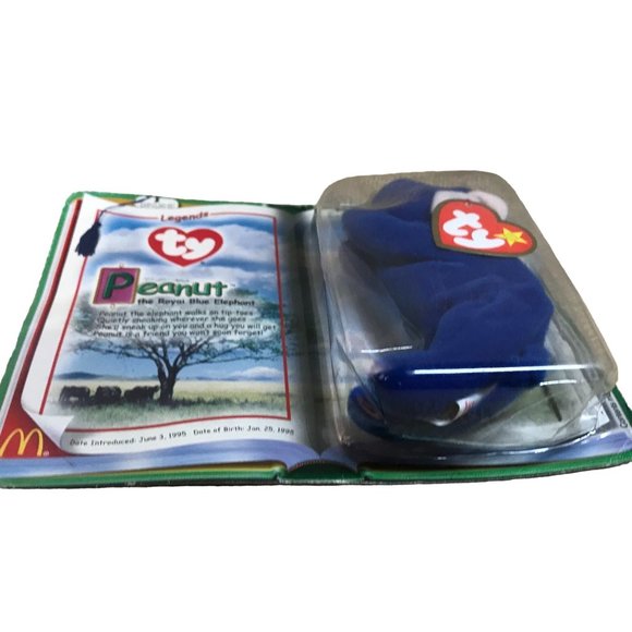 New Ty Beanie Baby "Peanut" the Royal Blue Elephant McDonalds Legends RARE - Picture 2 of 5